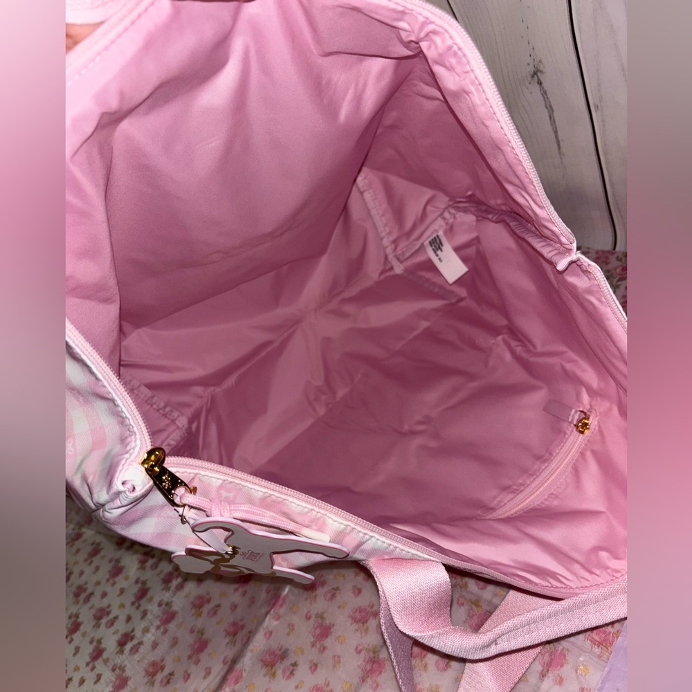 Loveshackfancy x pink gingham large tote bag (duffle travel weekender bag ) 2025 - Picture 5 of 7